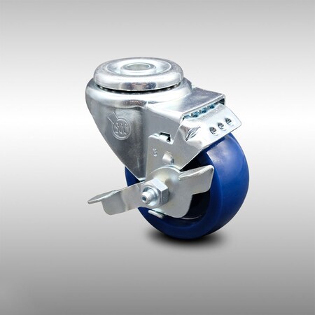 Service Caster 3 Inch SS Solid Polyurethane Wheel Swivel Bolt Hole Caster with Brake SCC SCC-SSBH20S314-SPUS-TLB